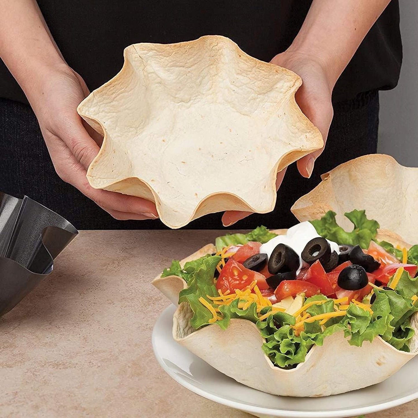 Skiennix Taco Shell Bowl Maker - 3 Pack Nonstick Carbon Steel Tortilla Molds | 8.4" Baking Pans for Tostadas