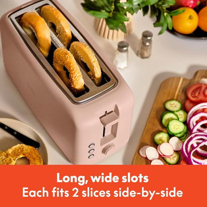 Bella 4-Slice Slim Toaster - 6 Shade Settings, Reheat & Cancel Functions | Fits Sourdough, 10” Long Slot, Blossom Color