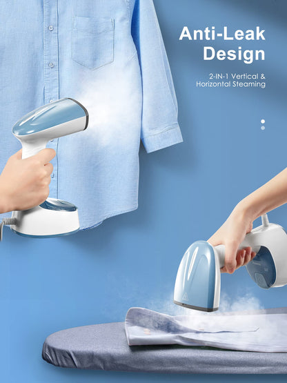 Reemix Steamer for Clothes, Folding Handheld Design Garment Wrinkles Remover, 20g/min Strong Penetrating Steam, 25-Sec Fast Heat-up, for Home, Office and Travel (Blue Gray)