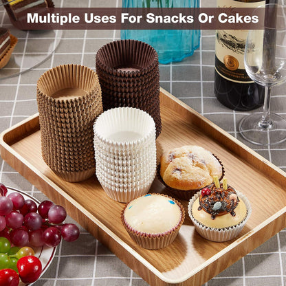 Zonon Cupcake Liners - 1000 Count Baking Paper Wrappers | Mini Brown & White 1.18 Inch Cases