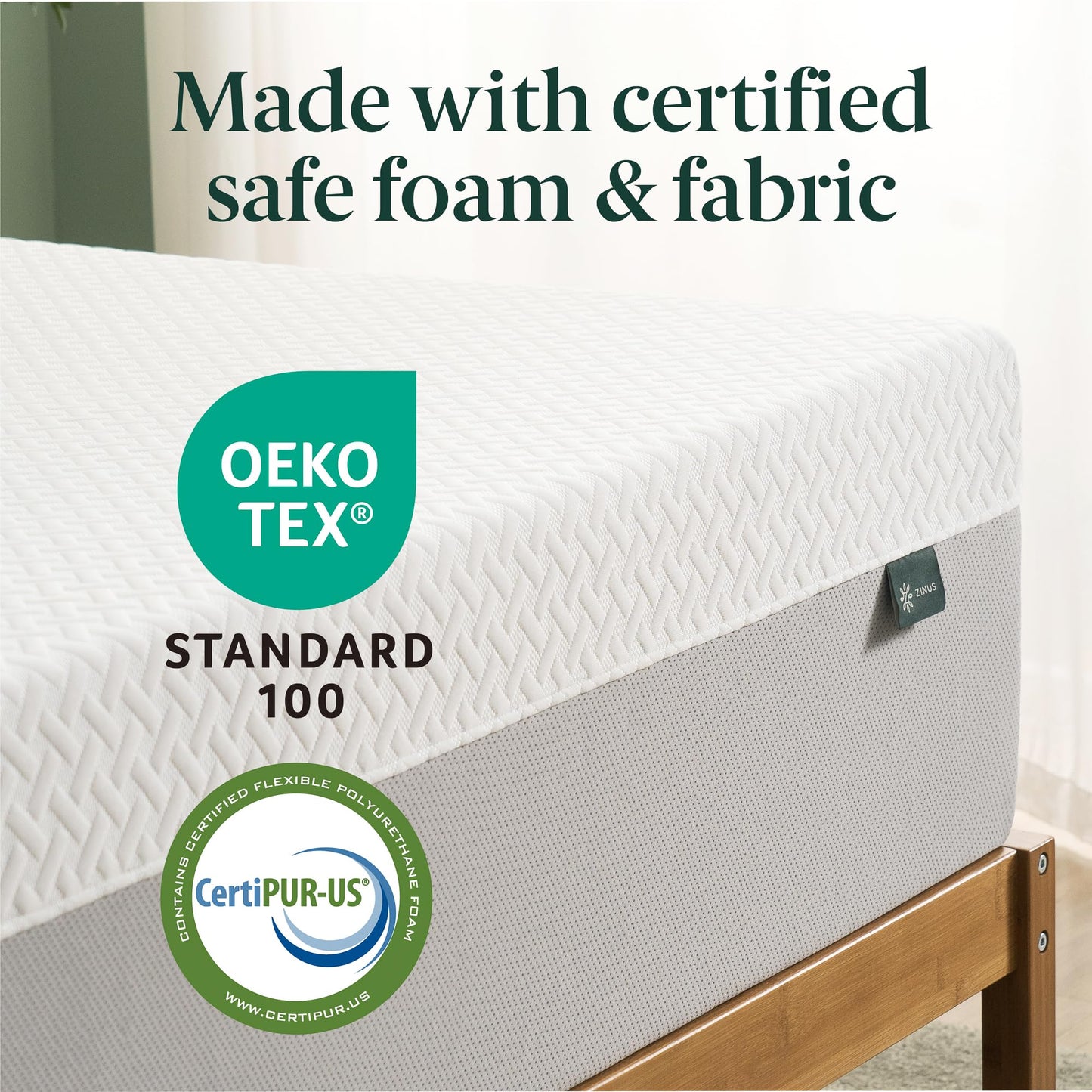 Zinus 12 Inch Green Tea Essential Memory Foam Mattress [New Version], Full, Fiberglass Free, Medium Feel, Breathable Airflow Memory Foam, Certified Safe Foams & Fabric, Mattress in A Box