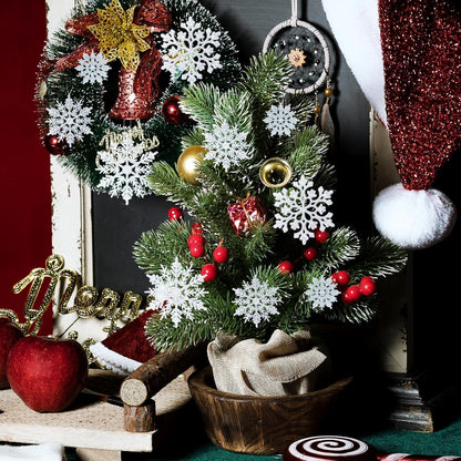 Skiennix 36-Piece Christmas Silver Snowflake Ornaments - Glittery Winter Tree Decorations