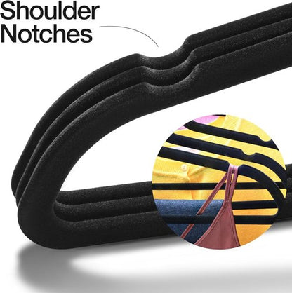 Home-it Premium Velvet Hangers - Heavy Duty Non-Slip Black Suit Hangers | 50 Pack with 360° Swivel Hook