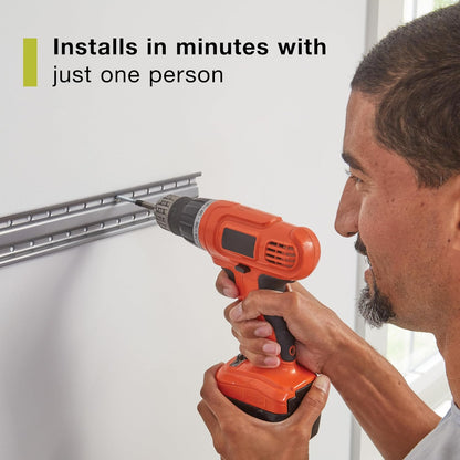 Rubbermaid 15-Piece Garage Wall-Mounted Storage Kit - 4 Rails & 11 Hooks for Home Organization