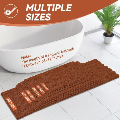 Bcoimo Chenille Bath Mat - Non-Slip, Ultra-Absorbent & Quick-Dry | 24" x 17" for Bathroom Use