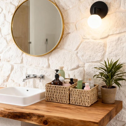 Skiennix Wicker Baskets - Hand-Woven Organizing Baskets for Bathroom | 3 Pack Toilet Paper Storage