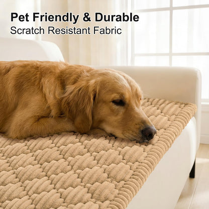 Smiry Pet Couch Covers for Dogs Washable, Non-Slip Fuzzy Couch Covers for 3 Cushion Sofa Pet Friendly, Soft Thick Furniture Protector Sofa Slipcover Mat for Dogs (Camel, 27.6" x 59")