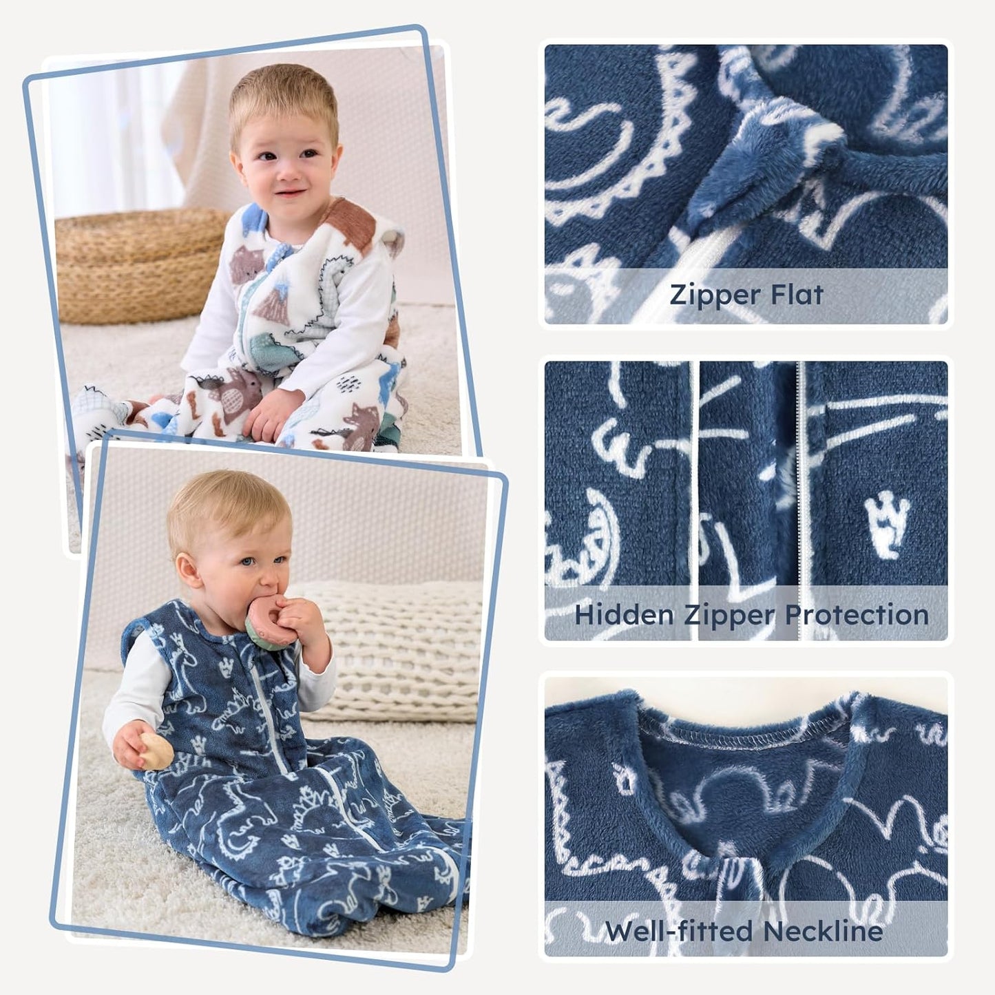 Yoofoss Baby Sleep Sack - 1.5 Tog Fleece Wearable Blanket with 2-Way Zipper | 0-6 Months, Soft & Warm
