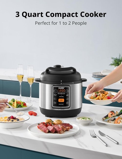 COMFEE’ 7-in-1 Electric Pressure Cooker - Multi-Function Slow Cooker & Steamer, 3 Quart Non-Stick Pot