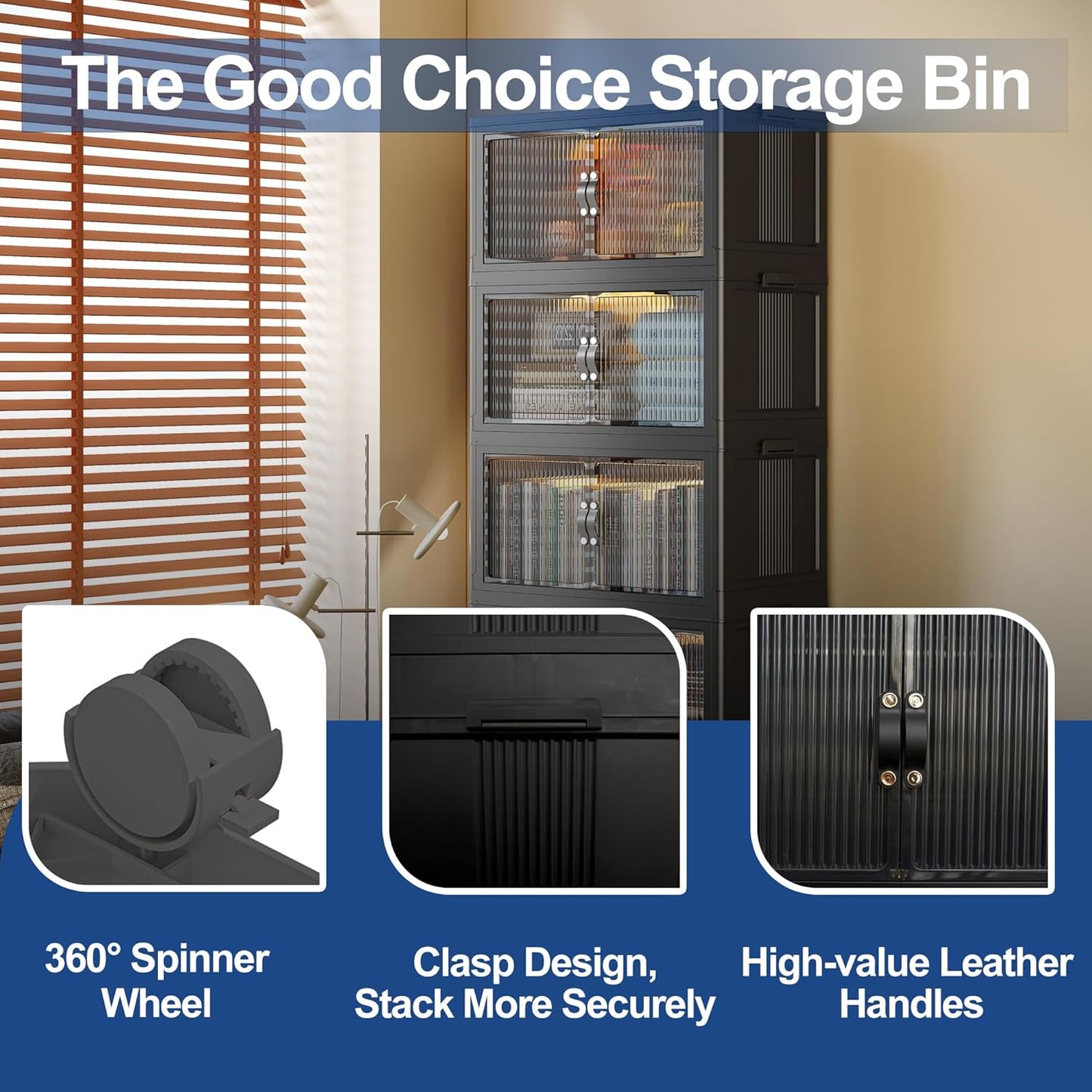 SAILUN Collapsible Storage Bins - 145 Gallon Capacity, Stackable Design, Ideal for Blankets & Pillows | Black 26" W x 17" D x 71" H