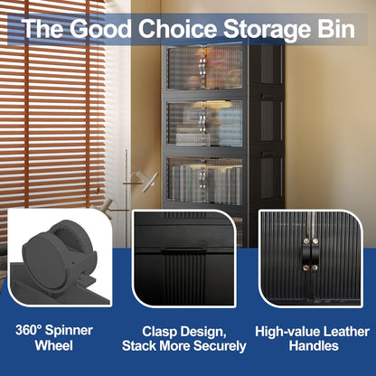 SAILUN Collapsible Storage Bins - 145 Gallon Capacity, Stackable Design, Ideal for Blankets & Pillows | Black 26" W x 17" D x 71" H