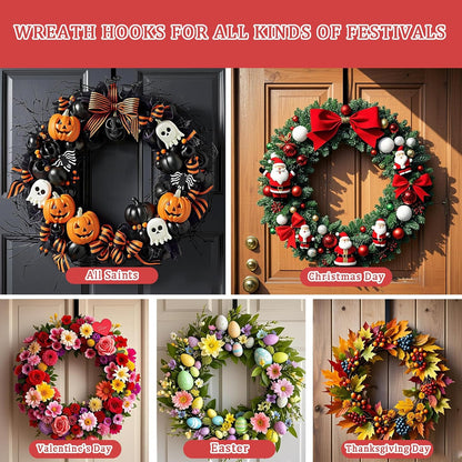 12" Wreath Hangers by [Brand Name] - Non-Scratch Over The Door Hooks for Holiday Decor | 2 Pack