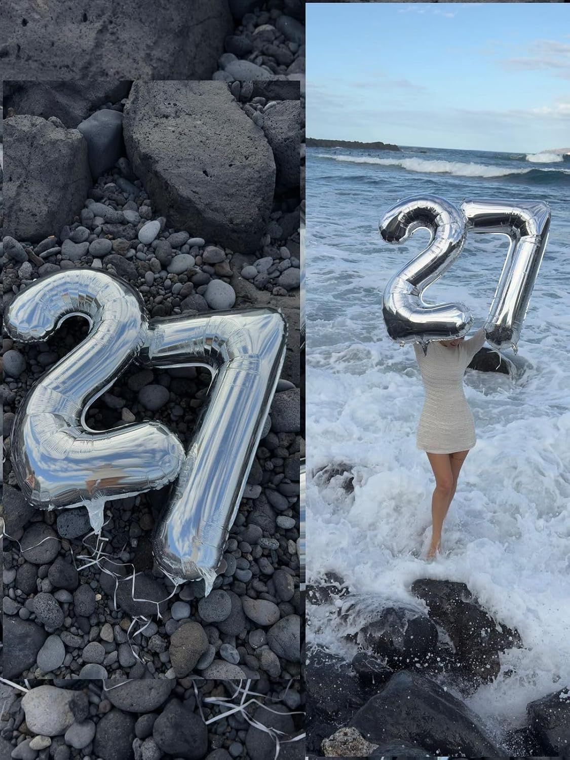 Skiennix 40-Inch Silver Number 17 Balloon - Perfect Decoration for 17th Birthday & Anniversaries