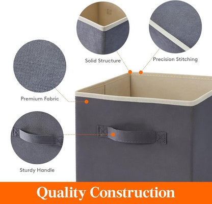 Lifewit Storage Cubes - Foldable Decorative Fabric Baskets for Home Organization | 11-Inch Gray, 12-Pack