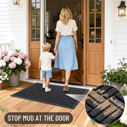 OLANLY Heavy-Duty Front Door Mat - Absorbent, Non-Slip Rubber Doormat | 29.5x17 Inches, Black