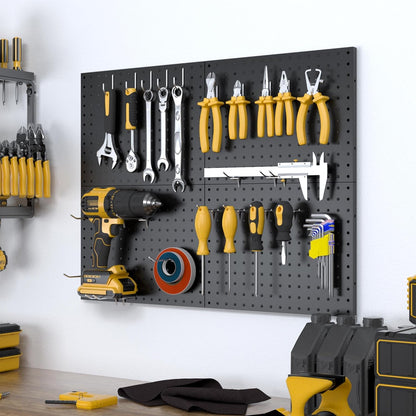 Spampur Metal Pegboard Panels - 4 Pack with 50 Hooks | Heavy-Duty Wall Organizer for Home & Garage