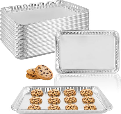 Skiennix Aluminum Disposable Cookie Sheets - 24 Pack | 16 x 11 Inch Baking & Roasting Pans