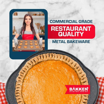 BAKKEN 6-Piece Baking Pan Set | Commercial Grade Carbon Steel, Nonstick & Space-Saving Design, Oven Safe Up to 450°F, Gray Marble