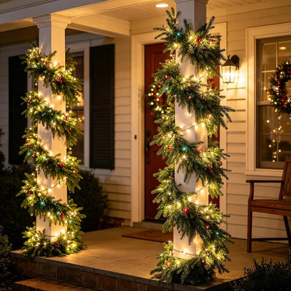 2 Pcs 9 Ft Norfolk Pine Garlands - Real Touch Artificial greenery, indoor/outdoor