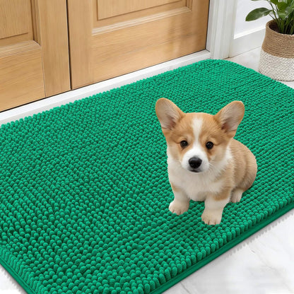 OLANLY Dog Door Mat - Absorbent Non-Slip Washable Doormat for Muddy Paws | 24x16 Emerald Green