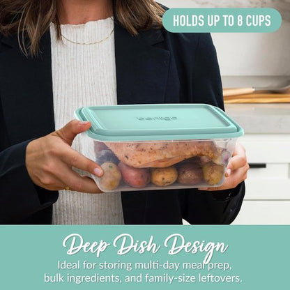 Bentgo Prep - Extra-Large 8-Cup Deep-Dish Storage Containers | 20-Piece Set, Reusable & BPA-Free, Aqua Splash