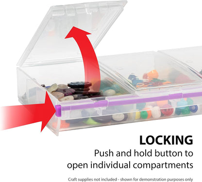 Craft Mates Bead Organizer - 4 Locking Compartments for Crafts, Buttons & Pins | 2XL Size