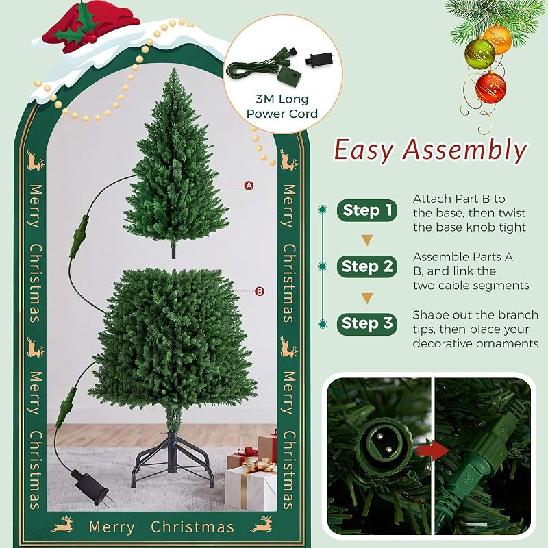 4.5 ft Pre-Lit Pencil Christmas Tree — Slim Green, Variation Green+4ft 5in