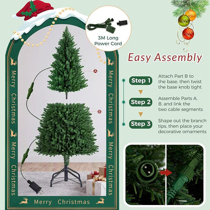 4.5 ft Pre-Lit Pencil Christmas Tree — Slim Green, Variation Green+4ft 5in