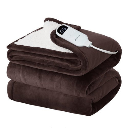 Bedsure Electric Blanket Twin - Soft Flannel Heated Blanket, Fast Heating with 10 Time Settings & 6 Heat Settings, Warm Gift for Grandma (62x84 inches, Brown)