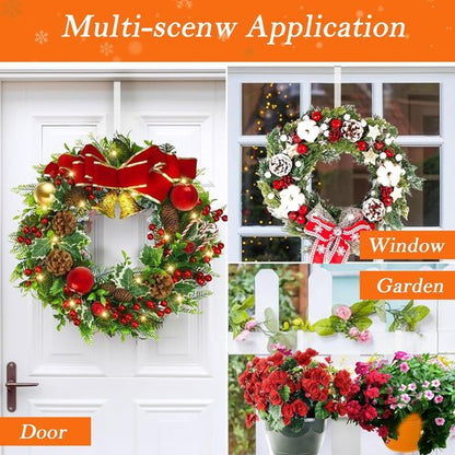 Clear Wreath Hangers by [Brand Name] - 12-Inch Over The Door Hooks, Non-Scratch Design for Seasonal Decor