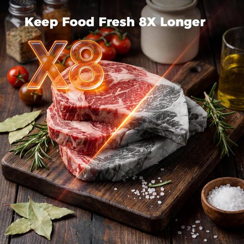 Automatic Food Vacuum Sealer Machine - 180W Hands-Free Kitchen Sealer with Built-In Cutter & Storage | Includes 2 Rolls & 10 Bags