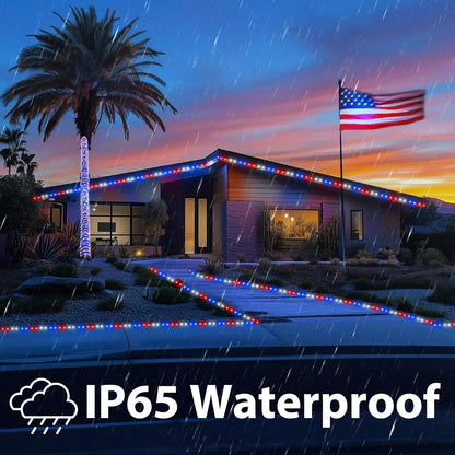 Skiennix 50ft LED Rope Lights - Connectable & Flexible Tube Lighting with 8 Modes | Waterproof Red, White & Blue Decor