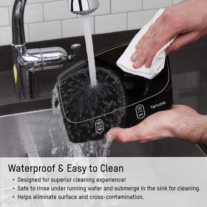 Taylor Waterproof Digital Kitchen Scale - Accurate Measurements Up to 11 Pounds | Sleek Black Design
