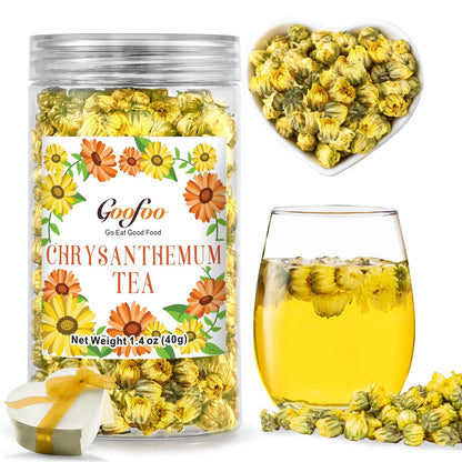 Chrysanthemum Tea, Yellow Chrysanthemum Edible Flowers, Dried Taiju Chrysanthemum Bulk, 菊花 Herbal Tea, Decaffeinated Natural Sweet, 1.4 oz