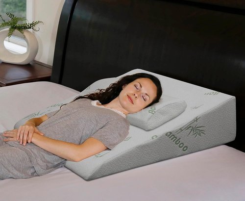 InteVision Extra Large Bed Wedge Pillow - 33" x 30.5" x 7.5" | Memory Foam for Acid Reflux & Snoring Relief