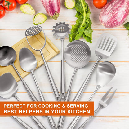 Skiennix Stainless Steel Kitchen Utensils Set - 12 PCS Durable Cooking Tools in Sleek Design