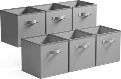 GRANNY SAYS Cube Storage Bins - 13x13 Fabric Organizer Baskets for Shelves | Gray, 6-Pack