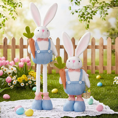 Skiennix Spring Bunny Figurine - 30-Inch Plush Rabbit Doll with Telescopic Legs | Holiday Tabletop Decor
