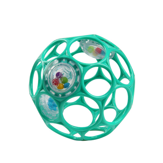 Bright Starts Oball Rattle - Easy-Grasp BPA-Free Infant Toy in Teal | 4 Inches, Newborn+