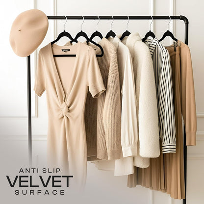 Utopia Home Velvet Hangers - 100 Pack Luxury Non-Slip Slim Coat & Pant Hangers | Strong Space-Saving Design, Black