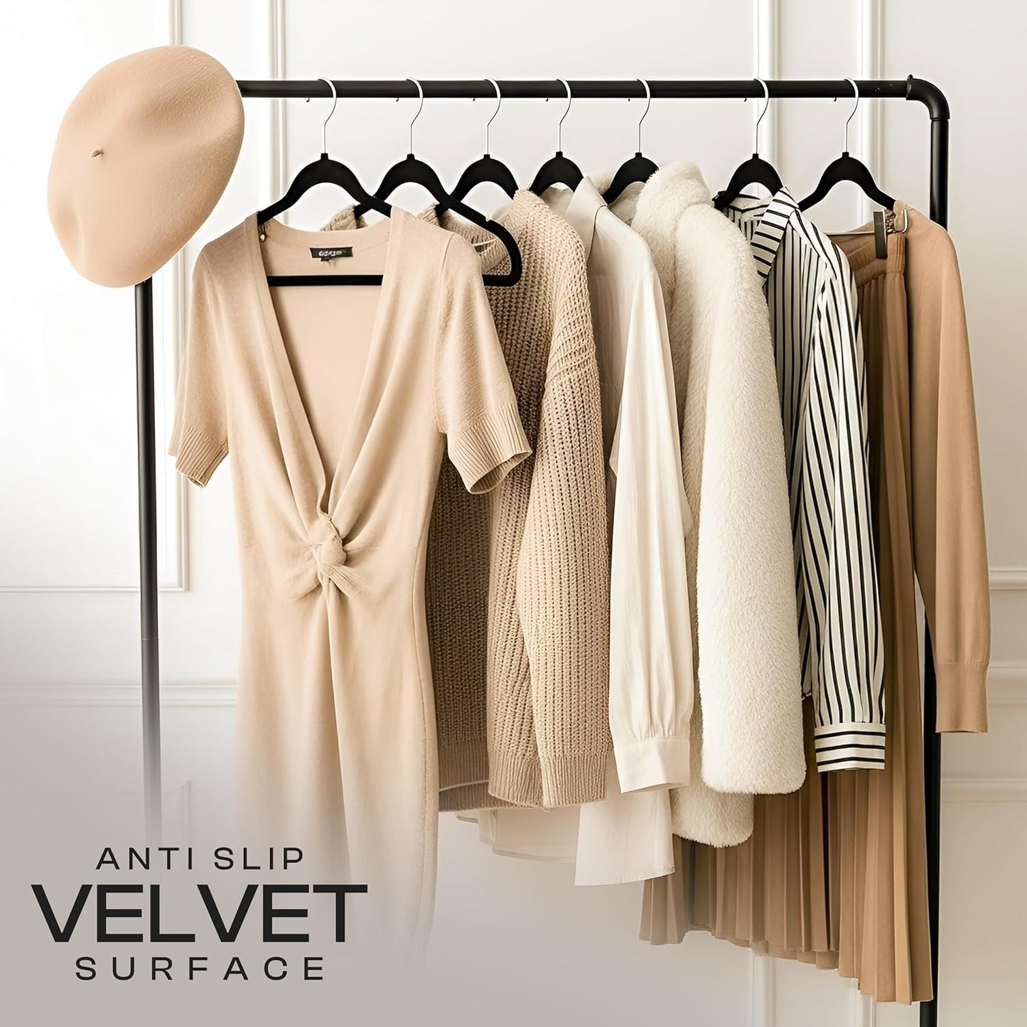 Utopia Home Velvet Hangers - Luxury Non-Slip Slim Coat & Pant Hangers, 30 Pack, Black with 360° Swivel Hook