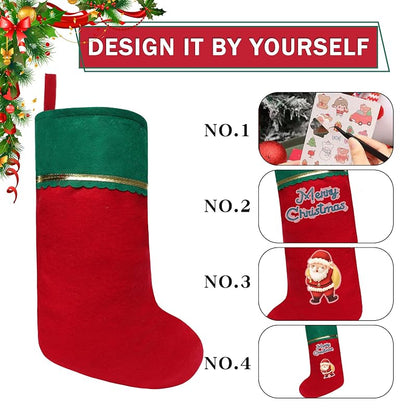 24 Pack Felt Christmas Stockings, Red & Green with Gold Trim, 19 Inches - Variation: Red & Green+24 Pack