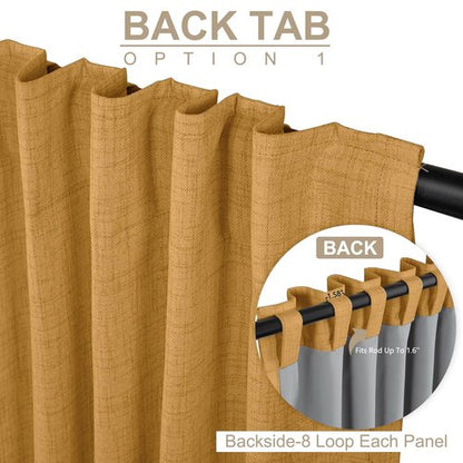 100% Blackout Shield Linen Blackout Curtains for Bedroom 90 Inches Long,Back Tab/Rod Pocket Living Room Drapes,Thermal Insulated Textured Blackout Curtains 2 Panels Set,50" W x 90" L,Mustard Yellow