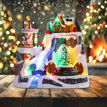 Wonder Garden Christmas Village Houses - Lighted Musical Ski Resort with Moving Train & Carousel | Collectible Indoor Decor