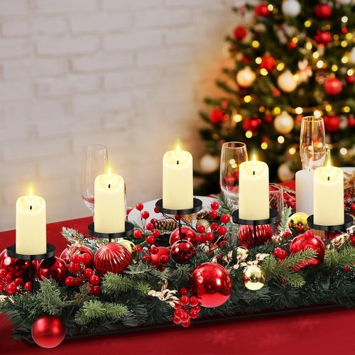 Funnymoom Christmas Tabletop Centerpiece - 30 Inch Poinsettia Candle Holder with Red Berries & Gold Accents