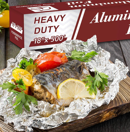 Skiennix Heavy Duty Aluminum Foil Roll - Food Safe 18 Inches x 500 FT | Durable Kitchen Wrap