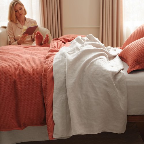 Bedsure Queen Bed Sheets - Cotton Linen Sheet Set, PureWoven Soft, Breathable & Anti - Pilling, Deep Pocket Queen Fitted Bedsheets Up to 16 Inches, 4 Pieces, Linen