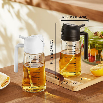 TrendPlain 16oz Glass Olive Oil Sprayer - 2-in-1 Dispenser for Cooking, Air Fryer & BBQ | Bubblegum Color