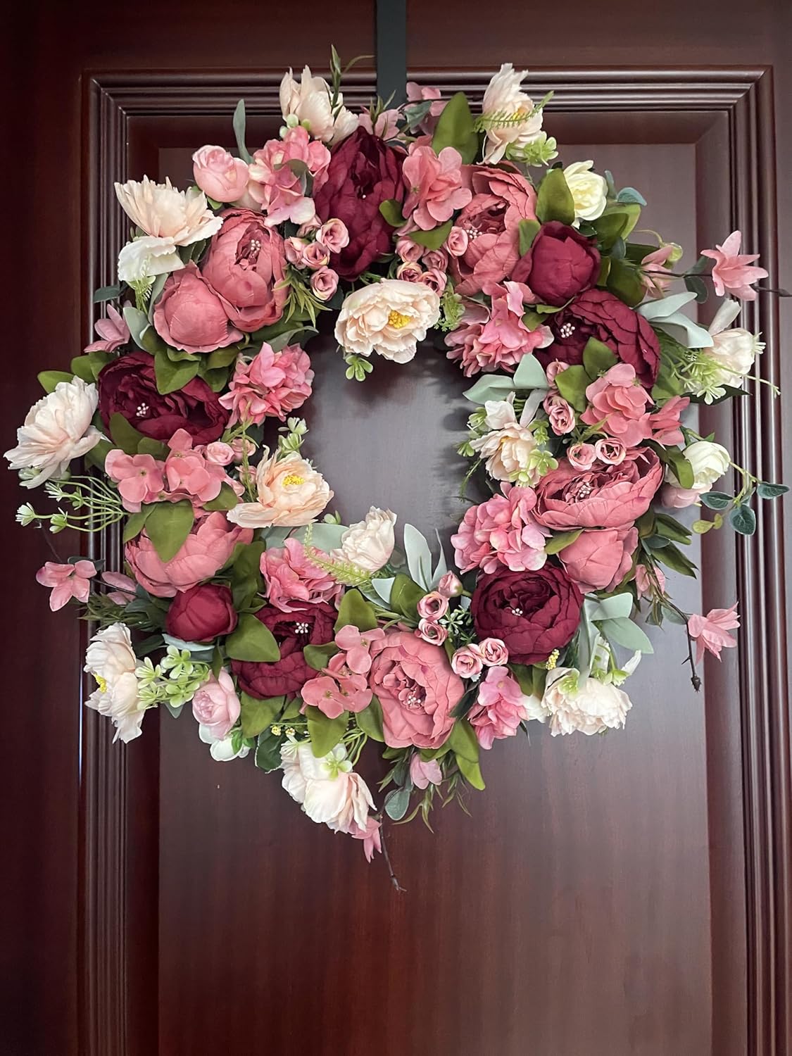 Peony Wreaths - 24 Inch Large Spring Wreath for Front Door | Lush Handmade Outdoor Decor