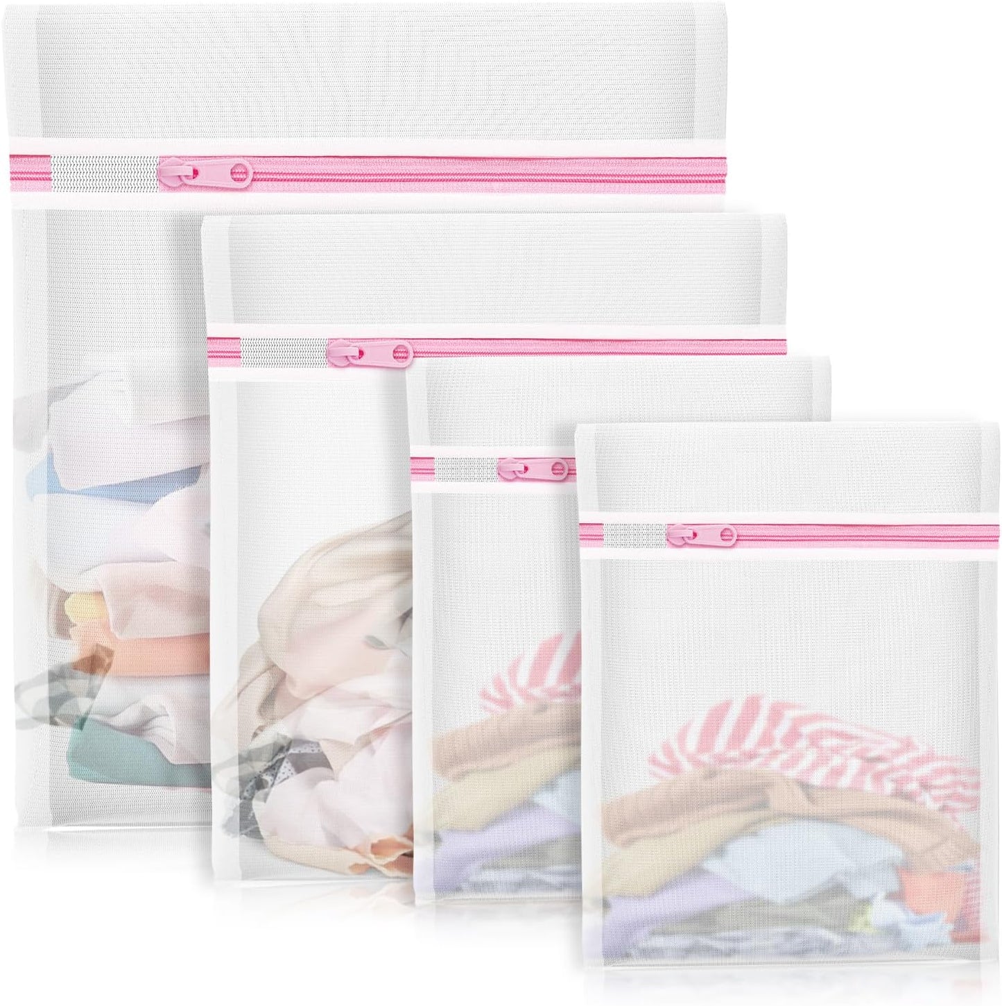 Mesh Laundry Bags by 4Pcs - Ideal for Washing Delicates & Toy Storage | Travel Organizer Set (1 Large, 1 Medium, 2 Small)